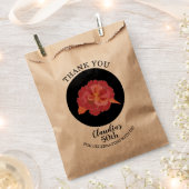 Sachets En Papier Fleurs roses tropicales sur fond noir Merci (Coupé)