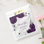 Sachets En Papier fleurs violettes royales marbre feuille argent (Scellé)