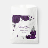 Sachets En Papier fleurs violettes royales marbre feuille argent (Devant)