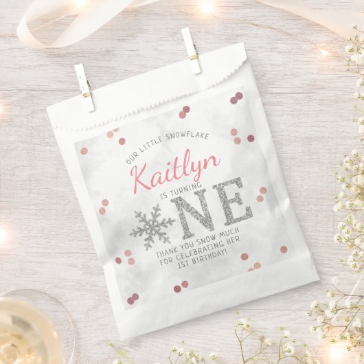 Sachets En Papier Flocon de neige Hiver 1er anniversaire (Coupé)