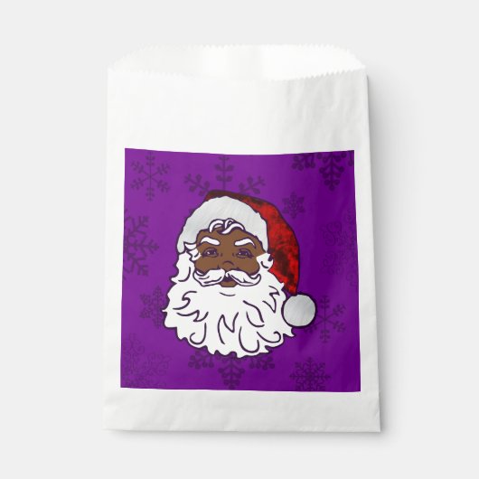 Sachets En Papier flocon de Noël violet noir père Noël (Devant)