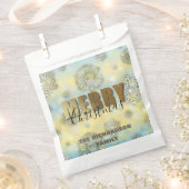 Sachets En Papier Flocons de neige en filigranes dorés Joyeux Noël (Coupé)