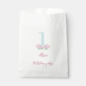 Sachets En Papier Floral bleu, rose pastel 1er anniversaire (Devant)
