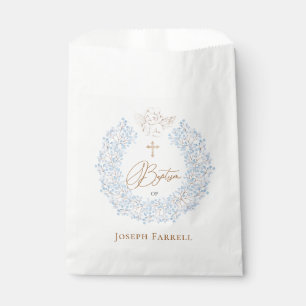 Sachets En Papier Floral Blue Baby Angel Croix Baptême