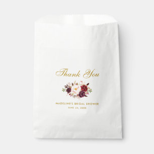 Sachets En Papier Floral Bourgogne Gold Fête des mariées Merci