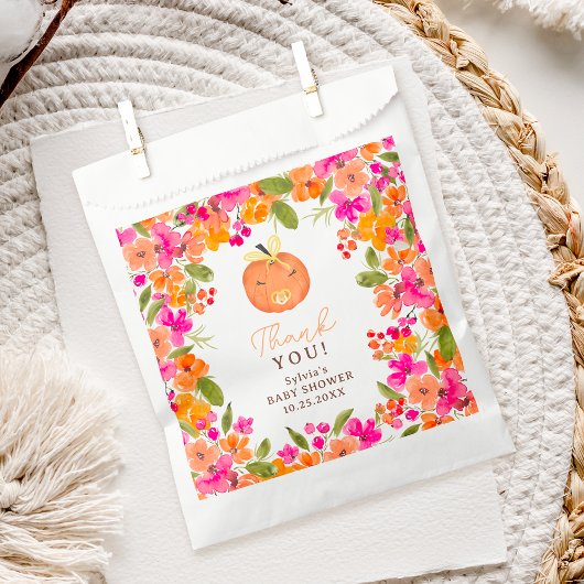 Sachets En Papier Floral Fall mignon petit baby shower citrouille