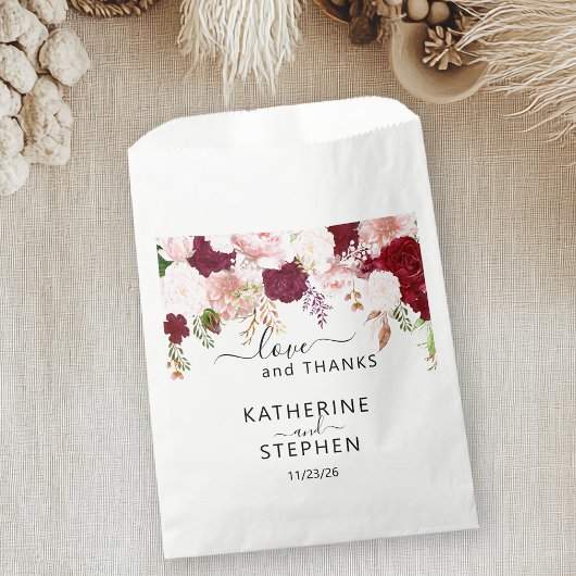 Sachets En Papier Floral Flower Favoriser Mariage Blush Bourgogne