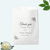 Sachets En Papier Floral moderne en Mariage noir et blanc