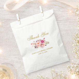 Sachets En Papier Floral rose Blush Gold Fête des mariées Merci