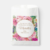 Sachets En Papier Floral rose jaune 90e anniversaire (Devant)