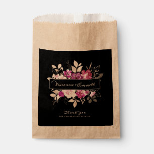 Sachets En Papier Floral violet et rose sur Mariage noir