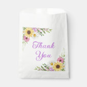 Sachets En Papier Floral Wedding Wildflower Sunflower Daisy Thanks (Devant)