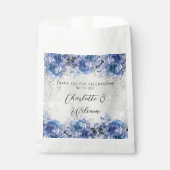 Sachets En Papier Flores bleues argentées merci mariage (Devant)