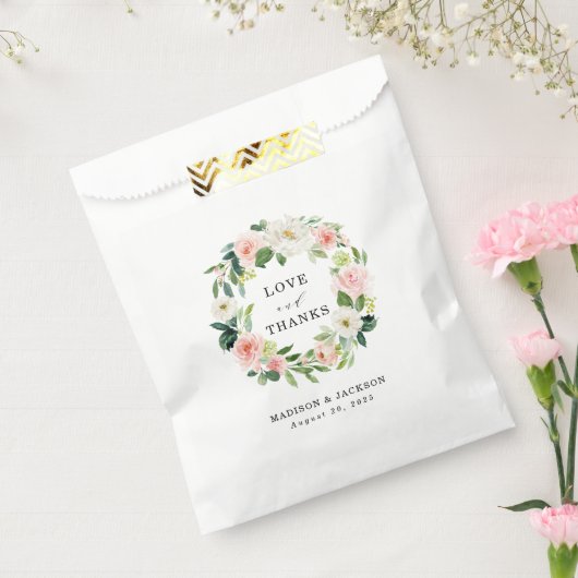 Sachets En Papier Flores bleues | Merci Mariage personnalisé (Scellé)