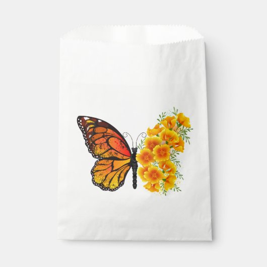 Sachets En Papier Flower Butterfly with Yellow California Poppy (Devant)