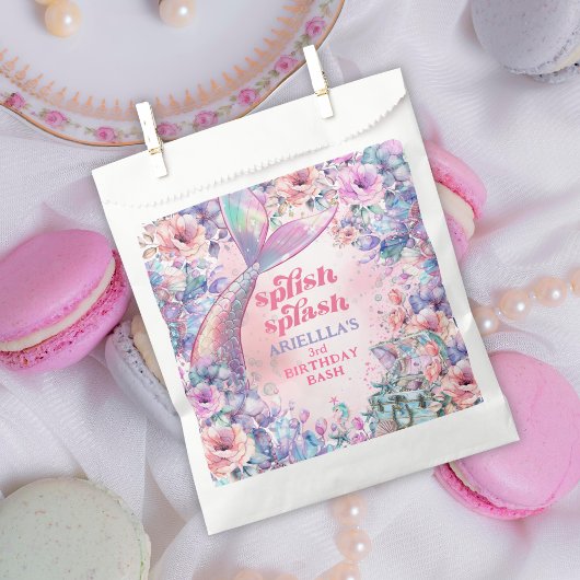Sachets En Papier Flower Glitter Mermaid Tail 3rd Birthday