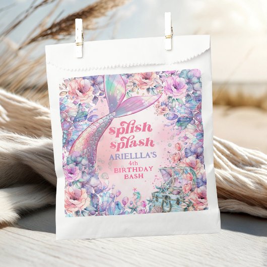 Sachets En Papier Flower Glitter Mermaid Tail 4th Birthday