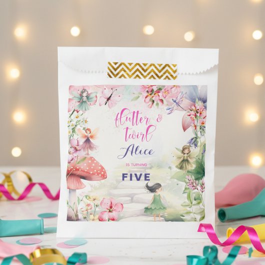 Sachets En Papier Flutter et tourbillon Fairy garden aquarelle anniv