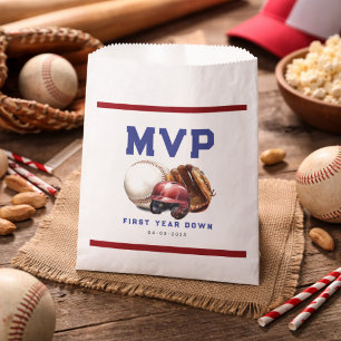 Sachets En Papier Football américain Première année Down 1er Anniver