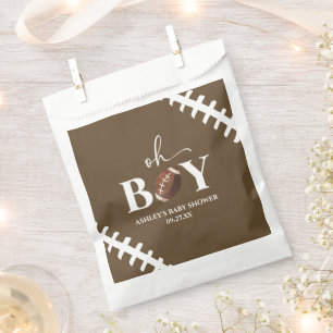Sachets En Papier Football Oh Garçon Baby shower blanc Brown