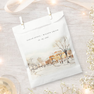 Sachets En Papier Forgo North Dakota City Scape Mariage d'aquarelle