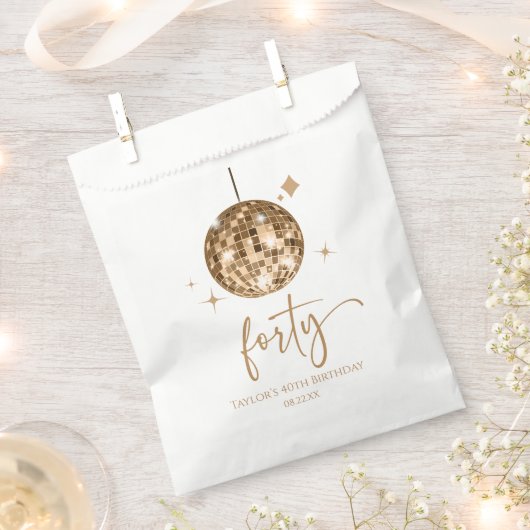 Sachets En Papier Forty Gold Disco Ball 40th Birthday Party (Coupé)