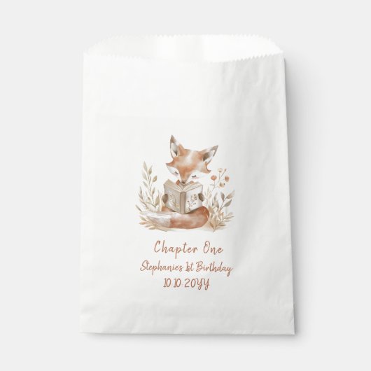 Sachets En Papier Fox Lecture d'un livre Chapitre Un 1er anniversair (Devant)