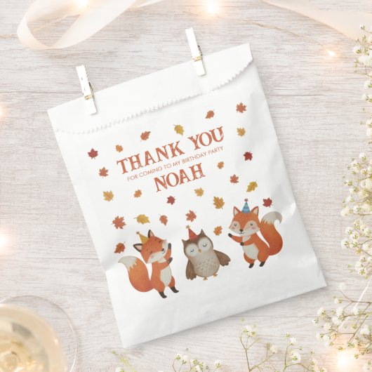 Sachets En Papier Foxes and Owl Woodland Fall Kids Birthday Party (Coupé)