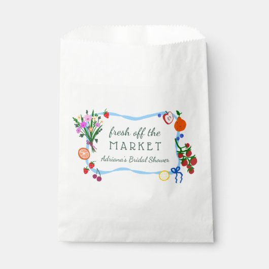 Sachets En Papier FRAÎCHEMENT SORTI DU MARCHÉ Douce Fête de Mariage (Devant)