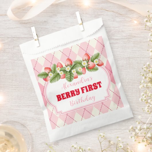 Sachets En Papier Fraise 1er Anniversaire Fête Berry 1er (Coupé)