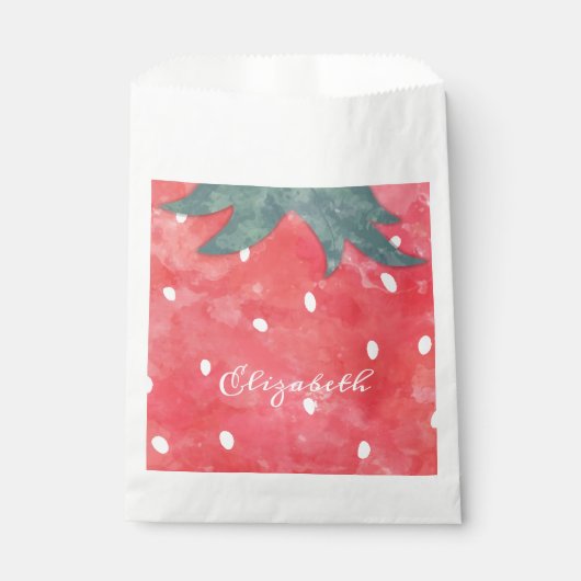 Sachets En Papier Fraise à l'aquarelle mignonne (Devant)