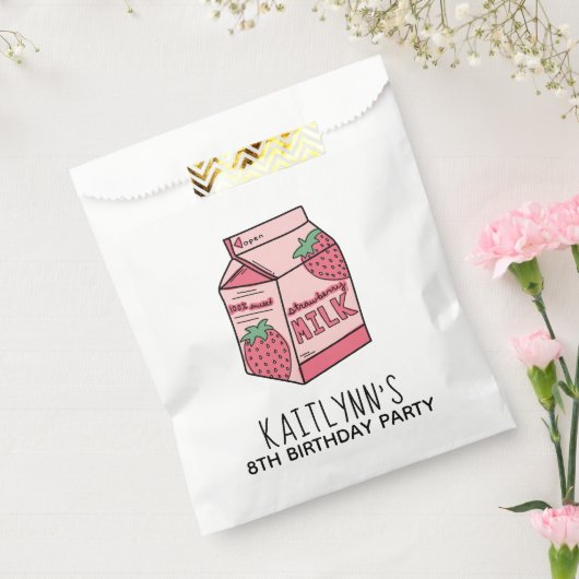 Sachets En Papier Fraise mignonne Lait Fête Anniversaire (Scellé)