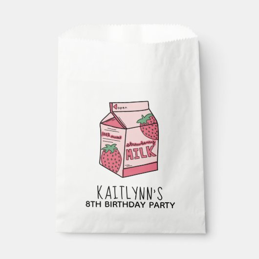 Sachets En Papier Fraise mignonne Lait Fête Anniversaire (Devant)