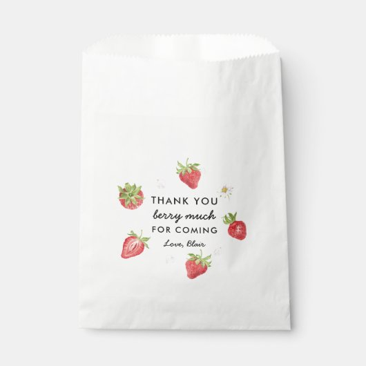 Sachets En Papier Fraise thème Merci Berry beaucoup (Devant)