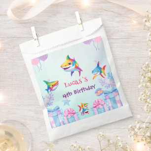 Sachets En Papier Fun arc-en-ciel requin anniversaire ballon fête fa