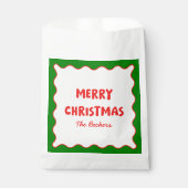 Sachets En Papier Fun Retro Wavy Rouge et Vert Custom Chic Noël (Devant)