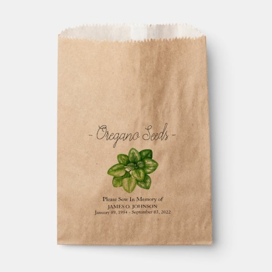 Sachets En Papier Funérailles commémoratives de semences Oregano (Devant)