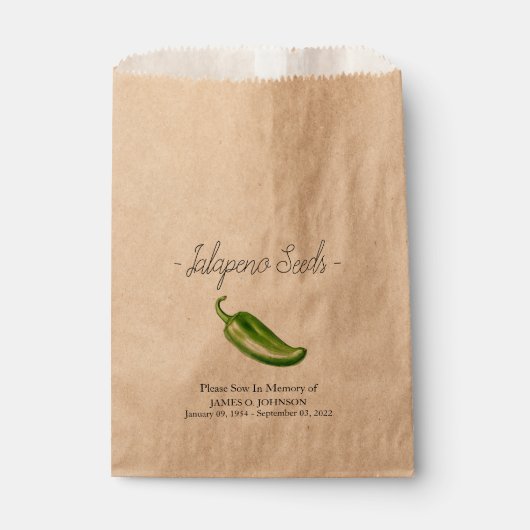 Sachets En Papier Funérailles commémoratives des semences de Jalapen (Devant)