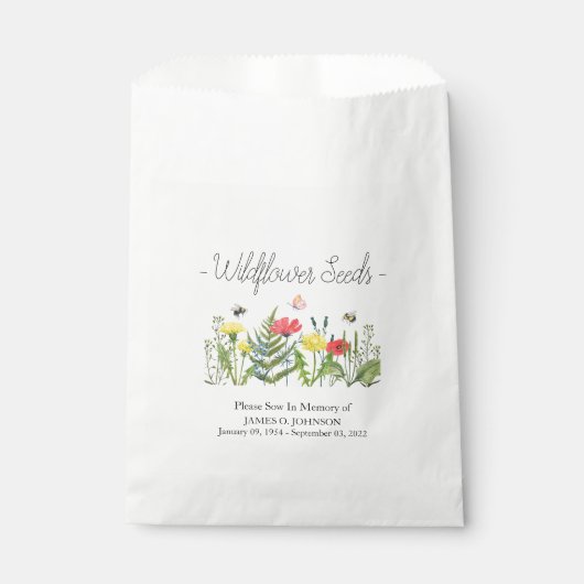 Sachets En Papier Funérailles du Fleur sauvage commémoratif (Devant)