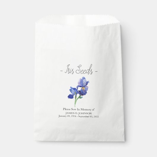 Sachets En Papier Funérailles Memorial Iris Seed (Devant)