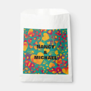 Sachets En Papier Funny Heart Motif IX - vert rouge jaune