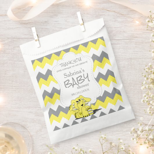 Sachets En Papier Funny Jaune Chevron Silly mignonne Baby Elephant (Coupé)