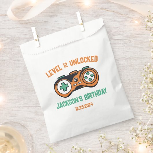 Sachets En Papier Gamer Niveau Jeu Les Garçons Déverrouillés Fête An (Coupé)