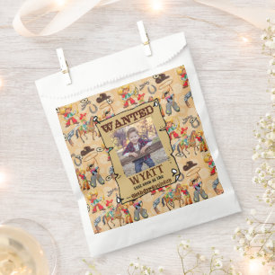 Sachets En Papier Garçon Cowboy Buckaroo Photo d'anniversaire & Nom