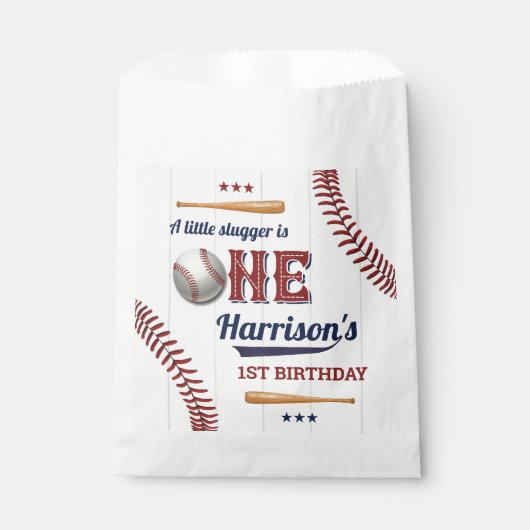 Sachets En Papier Garçons Baseball 1er anniversaire (Devant)