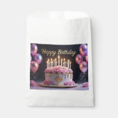 Sachets En Papier Gâteau d'anniversaire rose luxe élégant extravagan (Devant)
