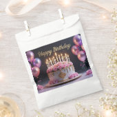 Sachets En Papier Gâteau d'anniversaire rose luxueux élégant extrava (Coupé)