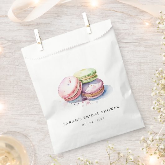 Sachets En Papier Gâteau de macarons français à l'aquarelle pour une (Coupé)