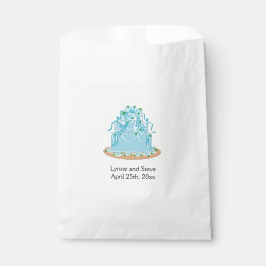 Sachets En Papier Gâteau de Mariage Bleu (Devant)