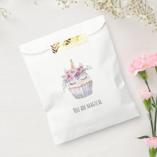 Sachets En Papier Gâteau de naissance licorne rose floral
